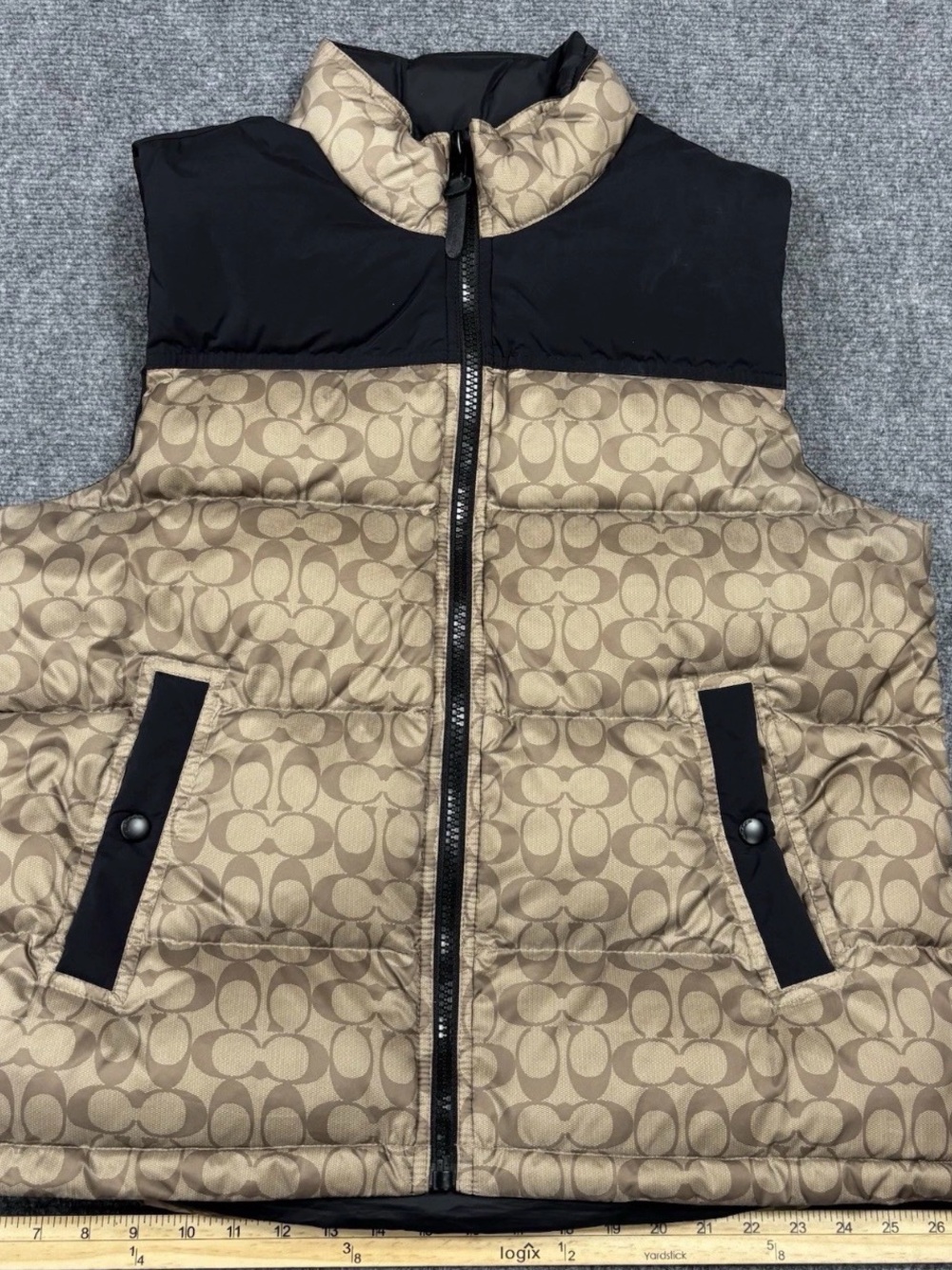 Coach Down Vest Khaki Signature Mens Size L